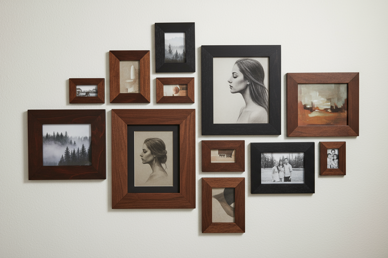 wooden picture frames black and brown 